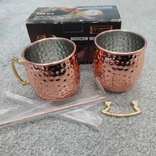 Moscow mule mugs set of 2 with 2 straws and straw cleaner