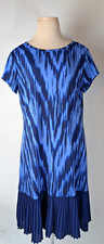 Michael Kors Women Size M Blue Modern Ikat Drop Waist Dress