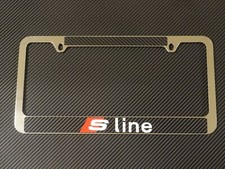 S Line License Plate Frame Chrome Metal Carbon Fiber Detailschrome Text