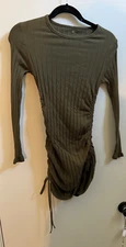 REDUCEDWomen "Romwe" dark olive green long sleeve short ruch dress. Size S.P.O.