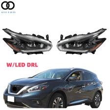 For 2018 Nissan Murano Left&Right Halogen Headlights Assembly Black w/ LED DRL