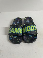 Fab Kids Boys Slides Black Green Size 11/12 Good Condition Walking Colorful