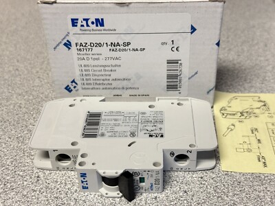 NEW Eaton FAZ-D20/1-NA-SP Circuit Breaker FAZ 1P 20A 277VAC 48VDC Din Rail Mount