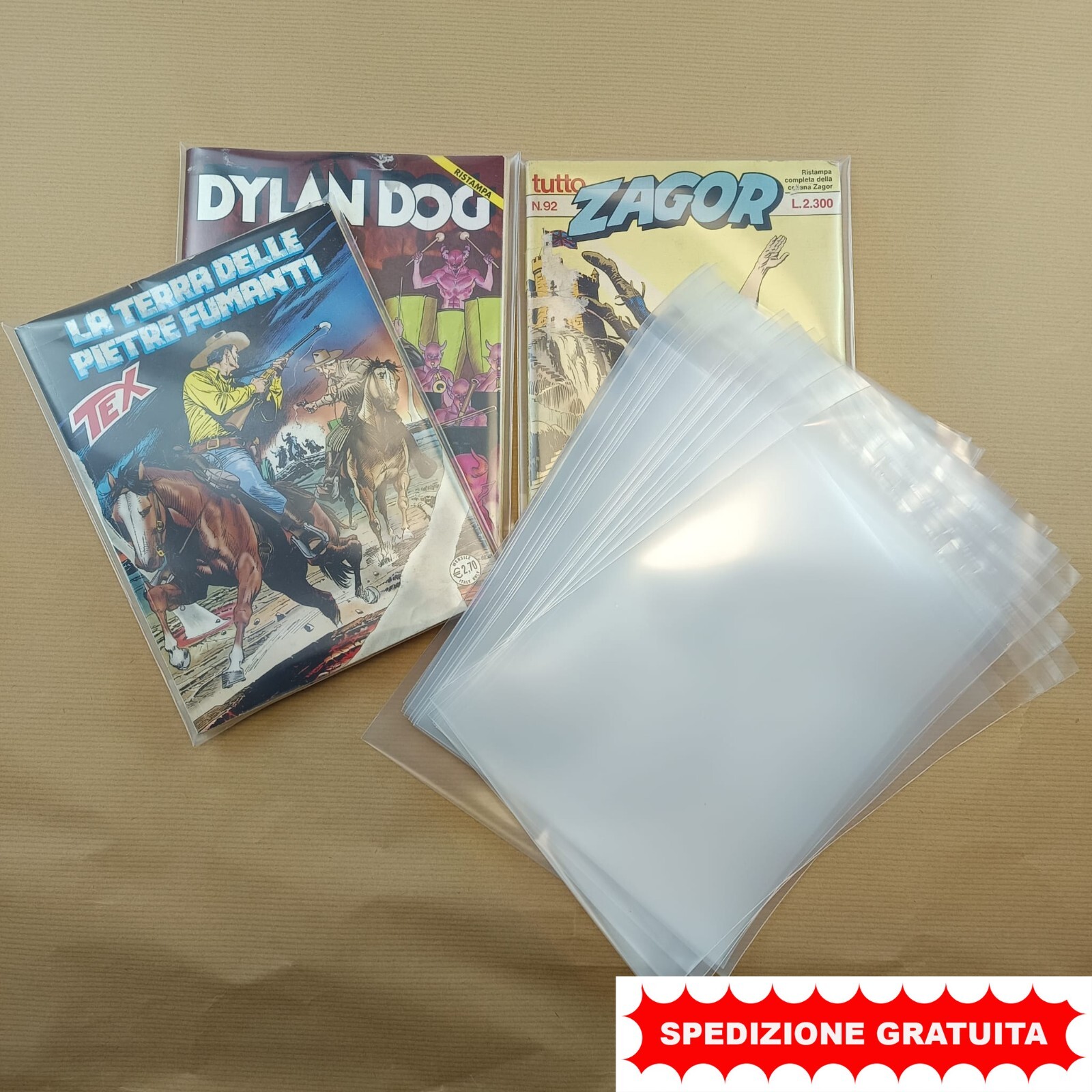 50 BUSTE PROTETTIVE PER FUMETTI BONELLI! 17,5X22+4