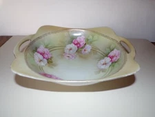 Vintage Reinhold Schlegelmilch Germany  Double Handled Porcelain Flowered Bowl
