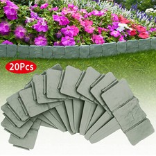 20/40/60/80/100 Garden Fence Stone Effect Outdoor Lawn Decorative Edging Border