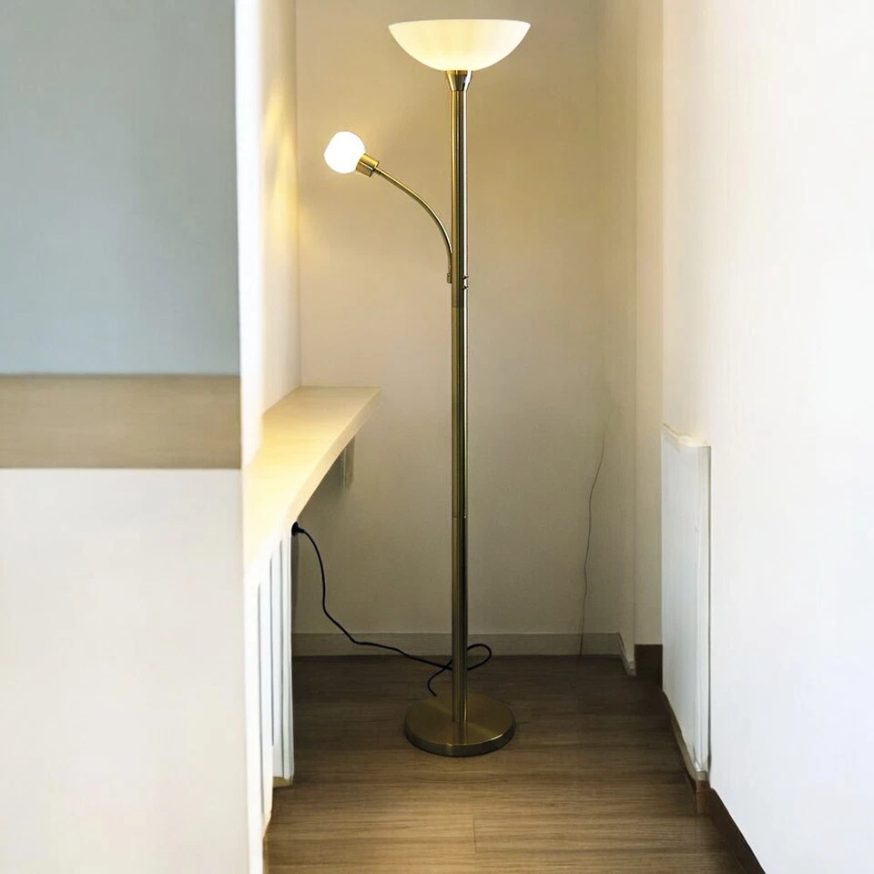 Stehleuchte mit Leseleuchte Johanna Stand-Boden-Lampe Fluter E27 Leselampe E14 - Bild 2 von 4