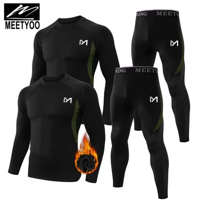 MEETHOO 4Stück Herren Active Funktionsunterwäsche Set Skiunterwäsche Thermounterwäsche