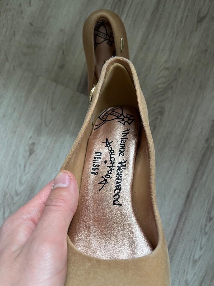 Melissa Vivienne Westwood velvet effect rubber heels , beige