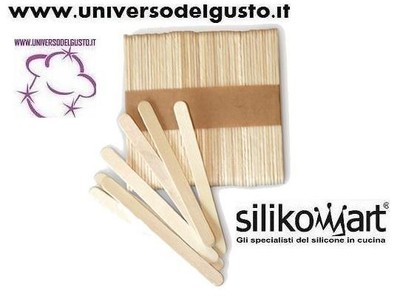 SILIKOMART SET 100 STICKS WOODEN STICK BEECH EASY CREAM MOLD 