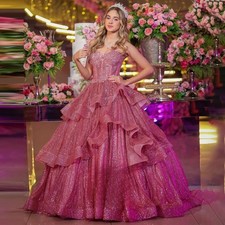 Sparkly Corset Quinceanera Dresses for Girls Strapless A-line Pleated Ball Gown