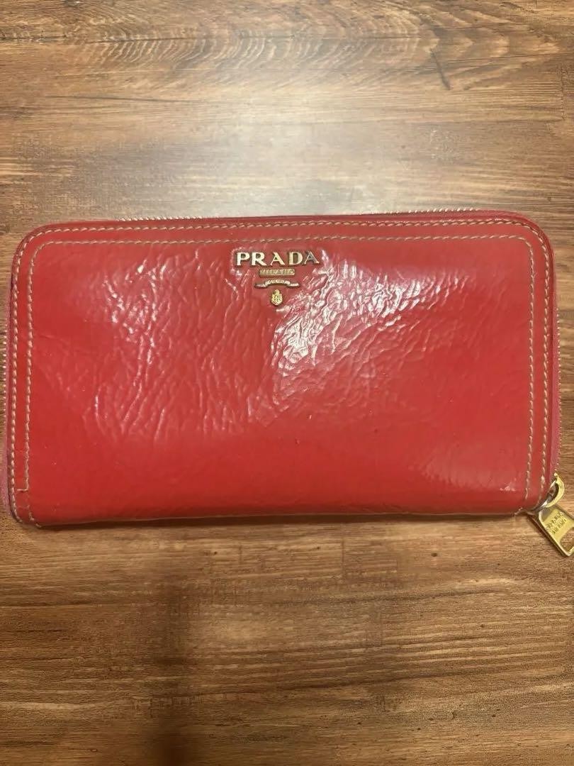 Prada Red Leather Long Wallet for Men & Women