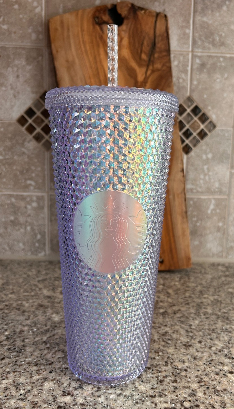 Starbucks~Clear~Iridescent~Unicorn~Studded~Venti~24oz~Tumbler & Straw~2021~New