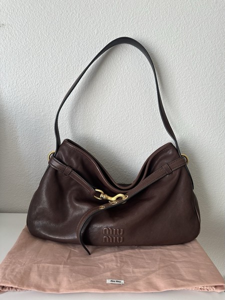 Miu Miu Aventure Nappa Leather Bag Medium Briarwood Brown