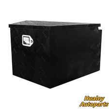 Lockable Black Aluminum Tongue Storage Chest 29x17x18 Durable Fit Camper Rv