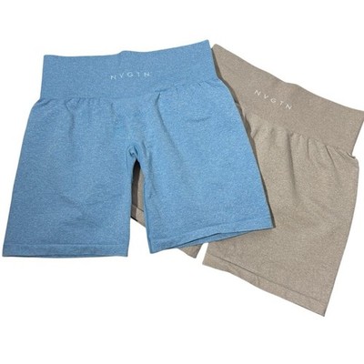 Bundle of 2 NVGTN Seamless Bike Shorts Blue Taupe Size Large