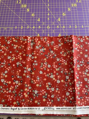 Adorn it Quilt Fabric Chamberry Carolee McMillan 1 yd 12  x44 Red Floral T-00388