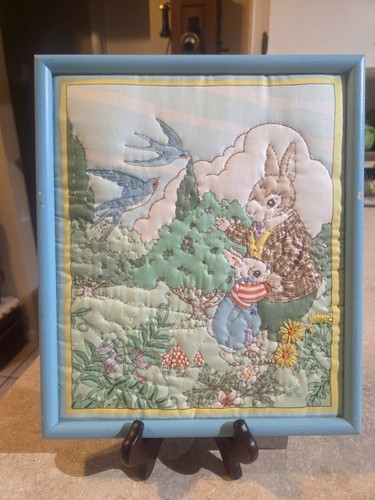 Vintage Quilted Rabbit Nursery Wall Hangings