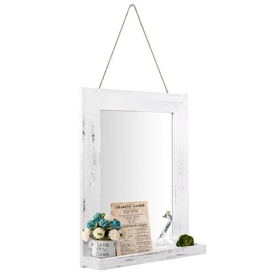 16''×20'' Wall Mirror with Shelf Farmhouse Decor Rectangular Mirror Hanging for...