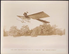 Fokker Type 1911 First Flight w/ Mr Fokker as pilot 4x5" sepiatone photo