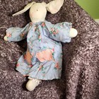 Vintage 1980s Handmade Cotton Stuffed Rabbit w/ Baby Rabbit in Dress Pocket 16" — photo 3
