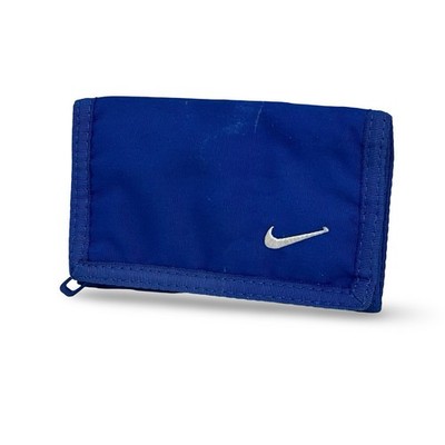 Vintage Nike Trifold Sports Wallet Blue Embroidered Swoosh Logo Y2K 90s Nylon