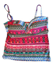 Kenneth Cole Reaction Womens-XL Multi-Color Swimsuit Tankini Top w/Bra 70 NEW