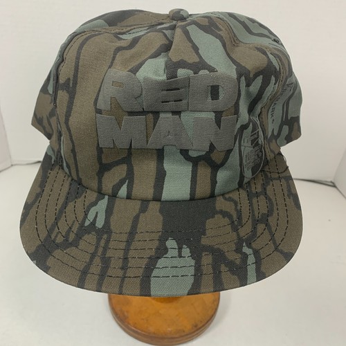 Vintage Red Man Chewing Tobacco Trebark Camouflage Snapback Trucker Hat