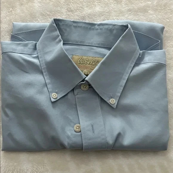 Cabela's Men's Sky Blue Short Sleeve Crisp Cotton Button Down Shirt, Sz M, NWOT - Image 4 of 4