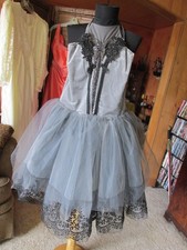 WEISSMAN Gray Velvet Black Tulle Dance Costume Tap Jazz Halloween LG Child