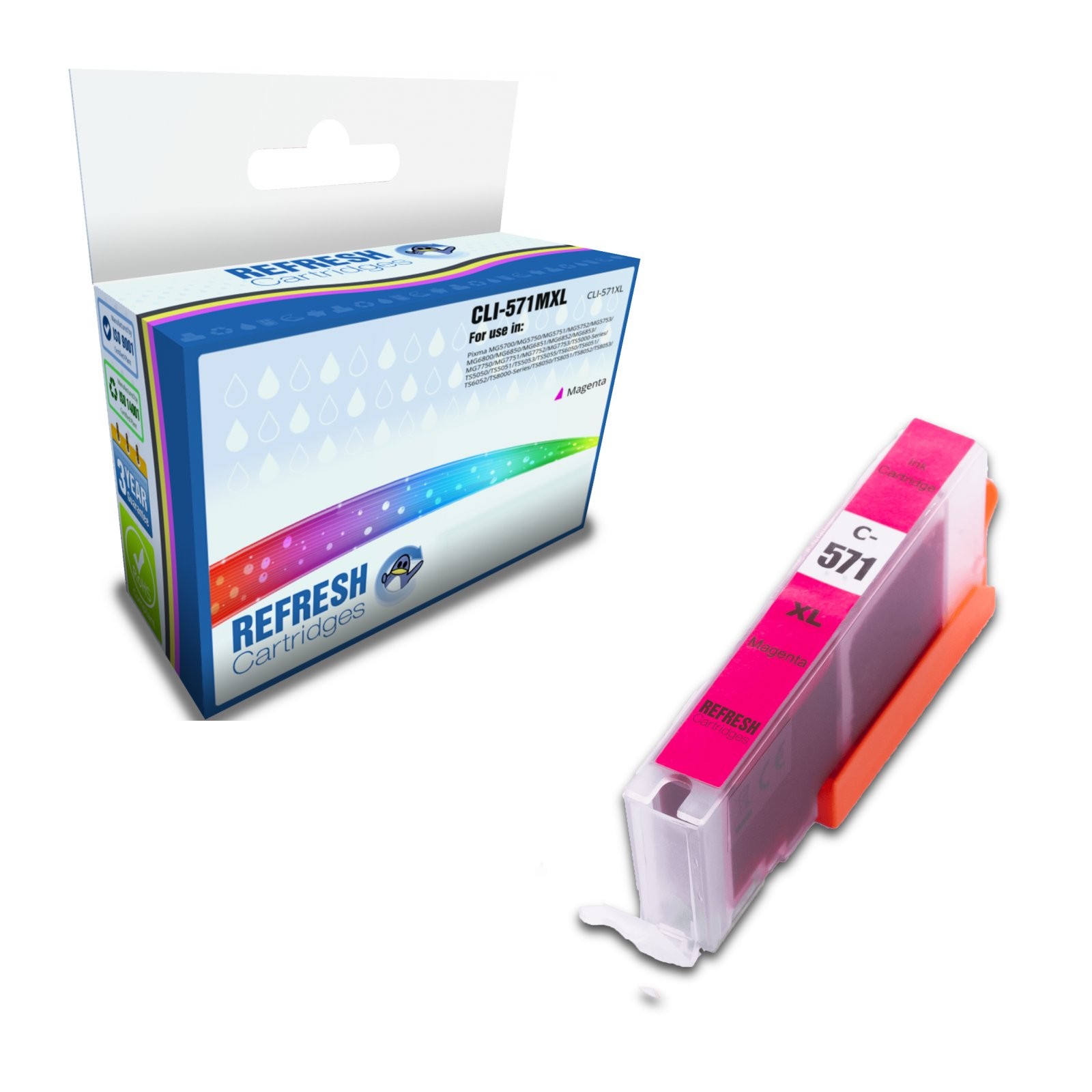 Refresh Cartridges Magenta CLI-571MXL Ink Compatible With Canon Printers