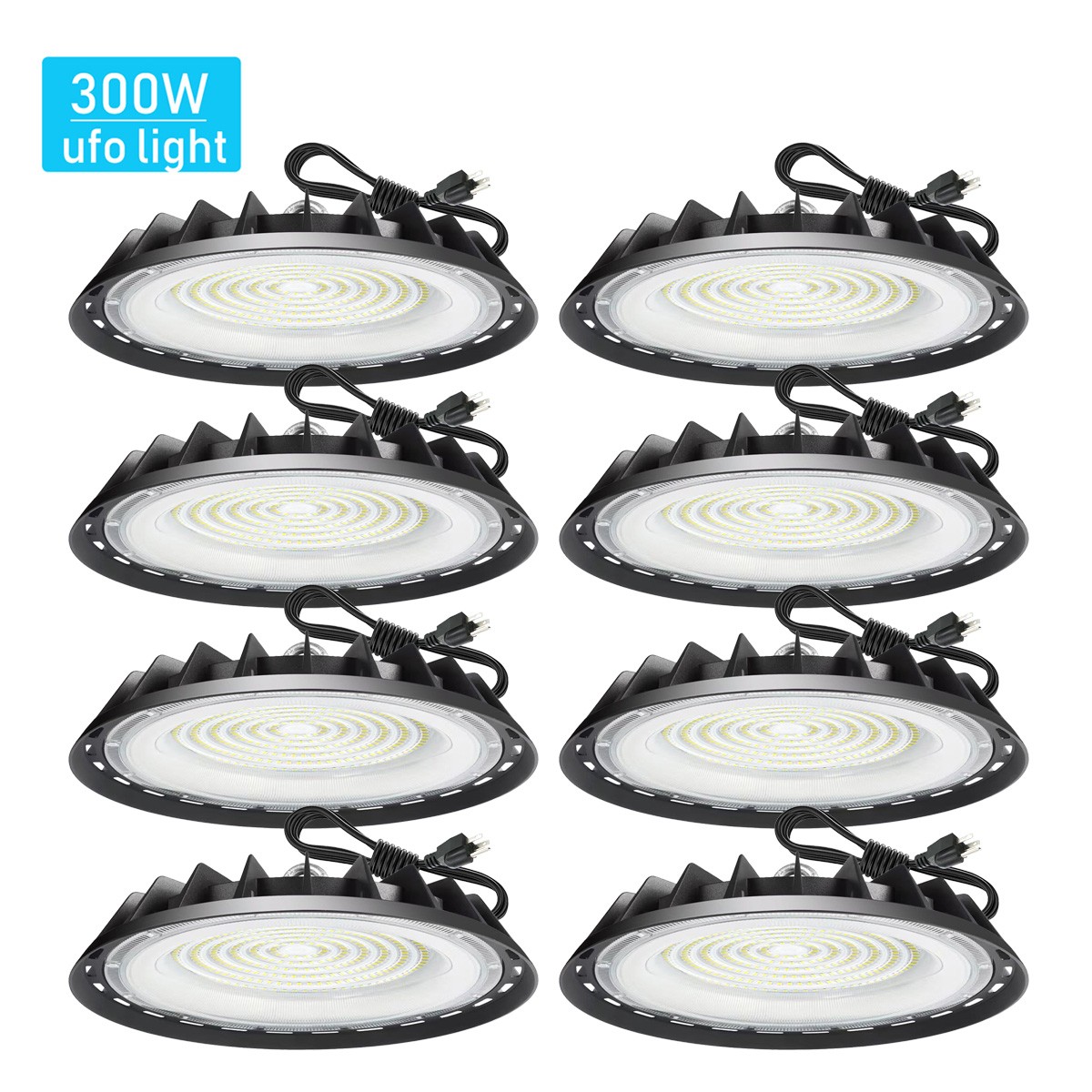 8Pcs UFO Led High Bay Light 300W Industrial Warehouse Commercial Gym Light 6000K
