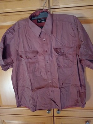 Herren Hemd Walbusch GR. 43/44 Rot/braunton Mit 2 Brusttaschen