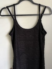 Newport News Vintage Womens Little Black Dress Size 12 Fitted Bandage Mesh Maxi