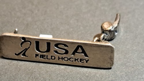 Sterling Silver USA Field Hockey Cap/Lapel pin - with Sterling Dangling Whistle