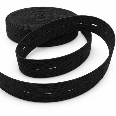 20mm schwarz Knopfloch Gummibund verstellbarer Bund Stretchband 1m 5m 10m 50m