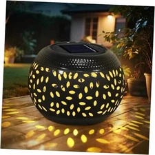 Solar Table Light Waterproof Outdoor & Indoor Lantern - Metal Retro Black
