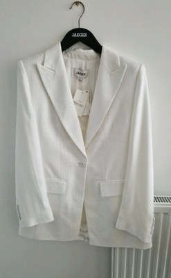 New with Tags: JAEGER Ivory Basketweave Fitted BLAZER (Rrp £165) Stunning! UK 10