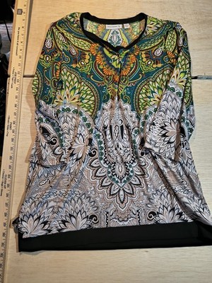 susan graver medium tops Artesian Paisley Multicolored Geometric Designs