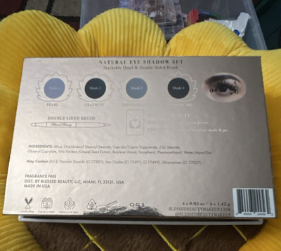Blessed Beauty Natural Eye Shadow Set Quad Shimmer, Brush, OG-1, 4x0.05 oz