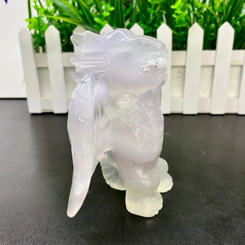 Calavera de cristal de cuarzo dragón volador tallado fluorita natural de 1,2 lb Reiki regalo decoración - Imagen 6 de 16