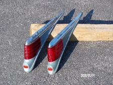 1947 Plymouth tail lights, pair, complete w/mounting clamps, nice lenses
