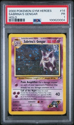 SWRIL 🌀 PSA 1 Sabrina's Gengar 14/132 Gym Heroes Holo Slab Pokemon