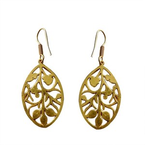 Authentic Elegant Gold-Plated Leaf Design Earrings for Women – Lightweight Cutwork Dangler