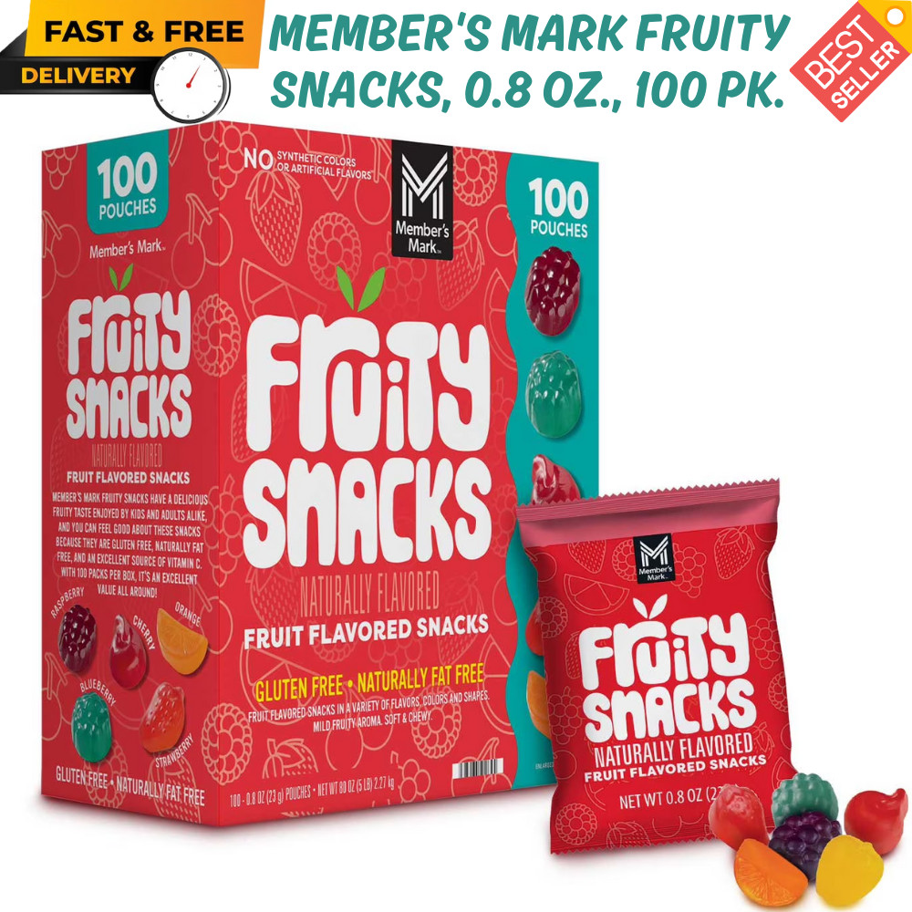 Snacks frutales Member's Mark, 0,8 oz., paquete de 100 Surtido de sabores de frutas, ENVÍO GRATUITO