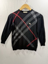 Burberry London Girls Nova Check Sweater Black Red Plaid Pullover Size 12Y