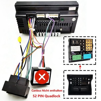 Android AutoRadio ISO 16PIN Kabel Adapter 52 Pin MQB Quadlock Stecker Kabelbaum