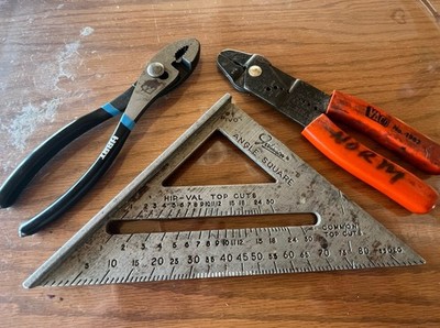Lot 3 Tools  Johnson Angle Square, Hart 8   Pliers, Vaco 1963 Cut/strip Wires 