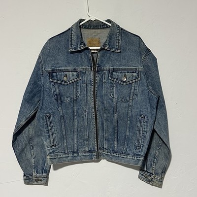 Vintage Gap Denim Jacket Mens Medium Blue Jean Trucker Zip Front 90s Taiwan