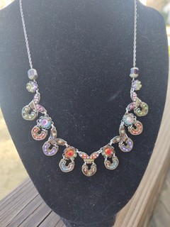 ARTISAN AYALA BAR Beaded And Glass Silver Tone Necklace In Beautiful Colors!